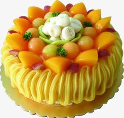 新鲜的水果蛋糕芒果新鲜水果蛋糕圆形高清图片