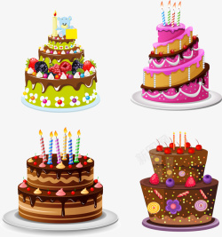 豪华多层彩色生日蛋糕矢量图高清图片