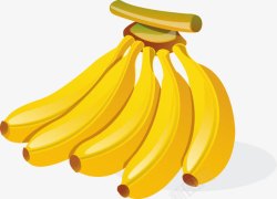成熟香蕉手绘金黄成熟的一串香蕉高清图片