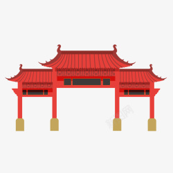 中式红色大门一座手绘的红色门牌矢量图高清图片