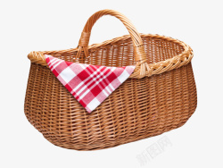 野餐布棕色容器放着一张野餐布的篮子编高清图片