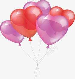 粉红透明爱心气球矢量图素材