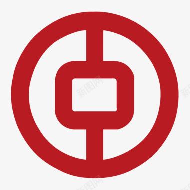 墙砖纹理背景红色圆形中国银行logo图标图标