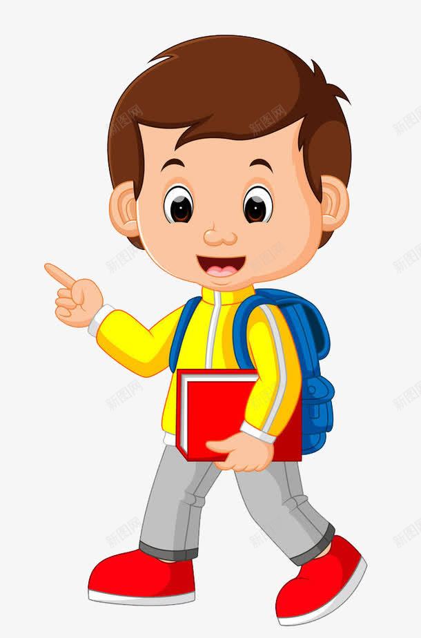 卡通背着书包的男孩png免抠素材_88icon https://88icon.com 书包 书本 人物 儿童 卡通人物 学习 学生 彩色 抱着书 抱着书的人