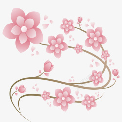 水彩粉色樱花装饰矢量图素材