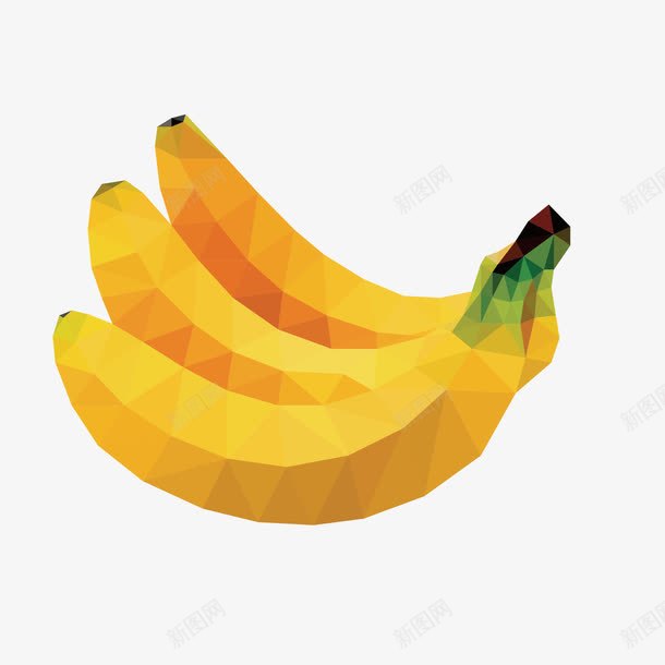 多边形黄色香蕉png免抠素材_88icon https://88icon.com 几何装饰 分块水果 多边形 水粉静物 矢量素材 立体水果 色块层叠 香蕉 黄色