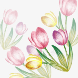 水彩绘郁金香花园派对邀请卡矢量图素材