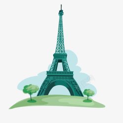 手绘旅游景点手绘法国埃菲尔铁塔高清图片
