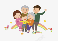开心的一家人彩虹下的一家人图高清图片