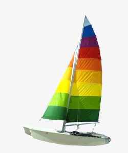 彩虹色的帆船右侧弧度素材
