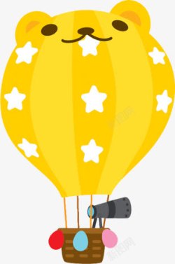 卡通黄色热气球小熊素材