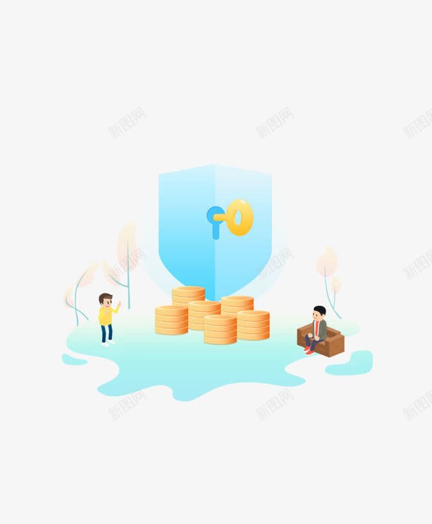 APP理财元素png免抠素材_88icon https://88icon.com APP元素 理财元素 盾牌 蓝色 金币 金融 钥匙