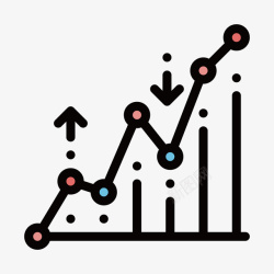 黑色手绘折线数据分析矢量图图标图标