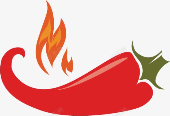 彩色火焰插画辣椒logo图标图标