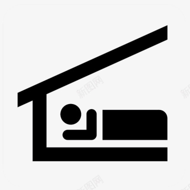 舒适的床上睡觉住宿标志图标图标