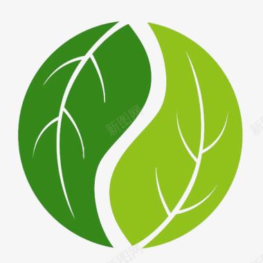 矢量中医绿色树叶八卦logo图标图标