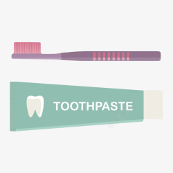 白胶粉蓝色带字母的牙膏管和牙刷卡通高清图片