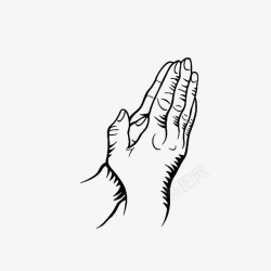 双手合十鞠躬手绘祈祷的手图标高清图片