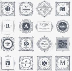 商标设计卡片古典字母花边边框图标高清图片