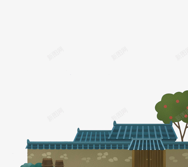 手绘彩色扁平院墙png免抠素材_88icon https://88icon.com 卡通围墙 古建筑 围墙 建筑 彩色 扁平化 手绘 树木 院墙