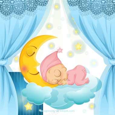 酣睡的婴儿插画矢量背景背景