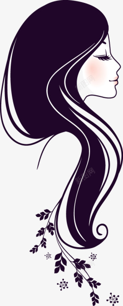 紫色的头发美女优美头发曲线高清图片