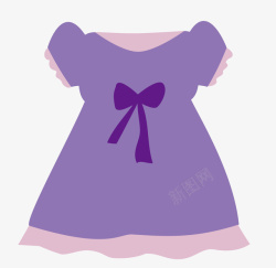 手绘卡通童装紫色裙子素材