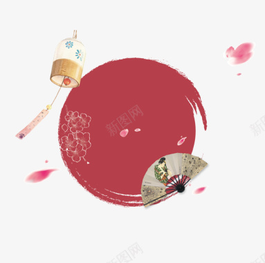 红色背景创意日本旅行图标图标