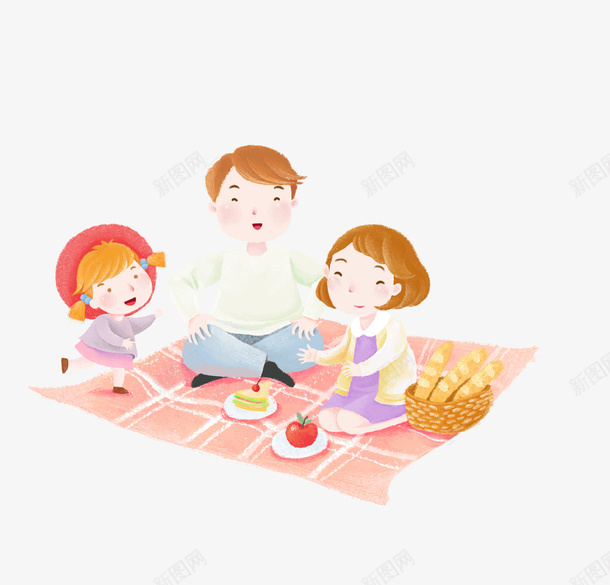 卡通手绘春游野炊插画psd免抠素材_88icon https://88icon.com 一家人 亲子游 人物 卡通手绘 插画 春游 野炊