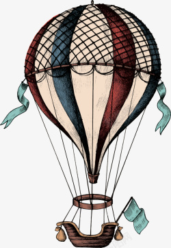 手绘风复古热气球矢量图素材