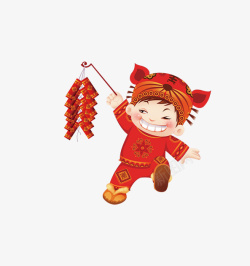 节日放鞭炮素材可爱的红衣小孩放鞭炮高清图片