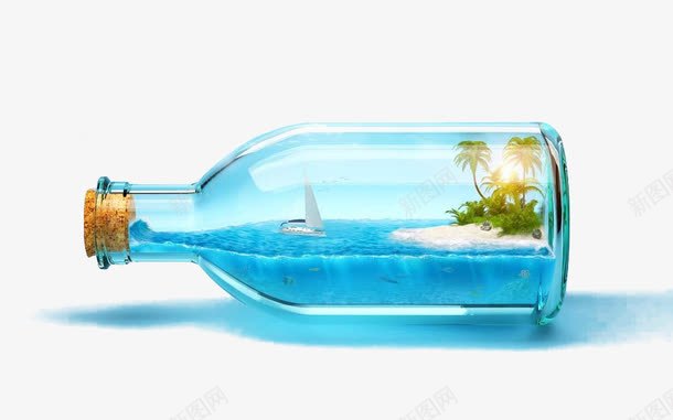 蓝色海洋漂流瓶png免抠素材_88icon https://88icon.com 海洋 漂流瓶 蓝色 许愿瓶