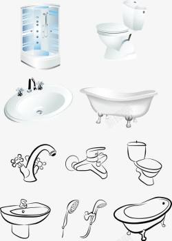 浴室卫生间卫生间洗浴用具矢量图高清图片