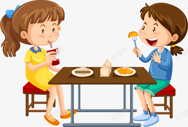 一起吃饭的小朋友png免抠素材_88icon https://88icon.com 一起吃饭 两个小女孩 吃东西 喝饮料 嚼东西 小朋友 开心