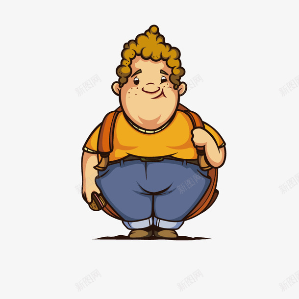 胖胖的卡通男学生png免抠素材_88icon https://88icon.com 书包 人物 卡通 可爱的 学生 男孩 胖胖的