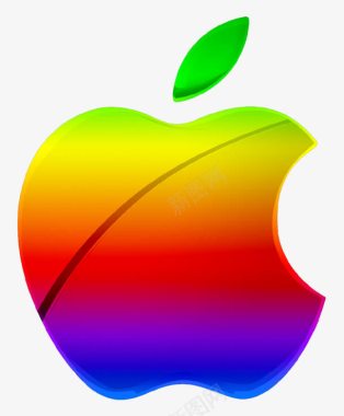 手绘图片彩色渐变色调苹果logo图标图标