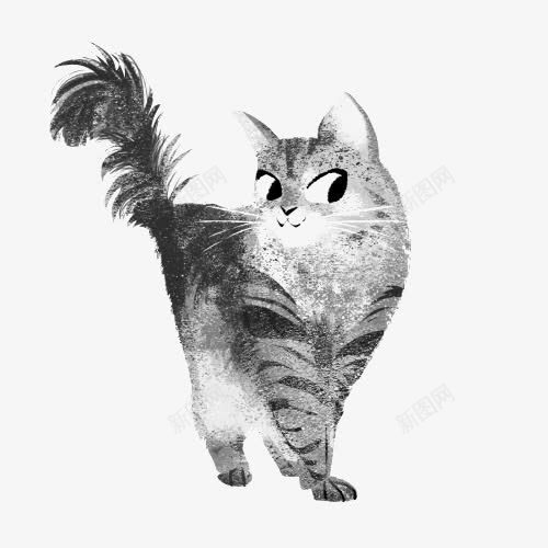黑白猫咪png免抠素材_88icon https://88icon.com 动物 卡通 宠物猫 手绘 插画 水彩 猫咪