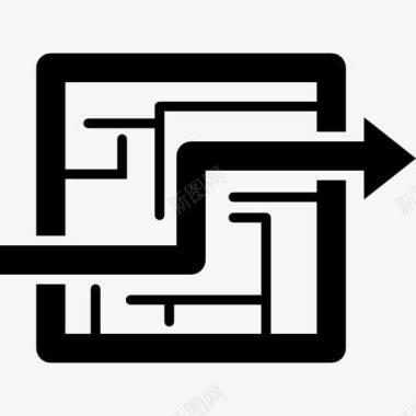 儿童宣传海报素材迷宫的箭头指向的出路图标图标