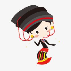 gif动态表情卡通少数民族彝族美女跳舞插画免高清图片