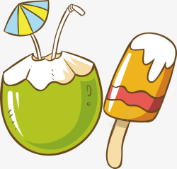 旅游标签椰子冰糕彩色夏季沙滩度假元素矢量图高清图片