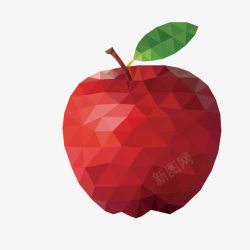 色块层叠背景红色苹果立体装饰高清图片