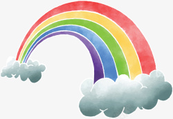 水彩手绘美丽彩虹矢量图素材