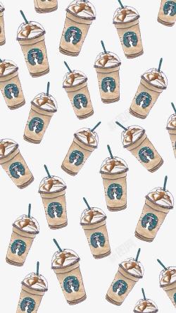 手绘星巴克咖啡背景素材