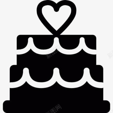 结婚素材婚礼蛋糕装饰着心图标图标