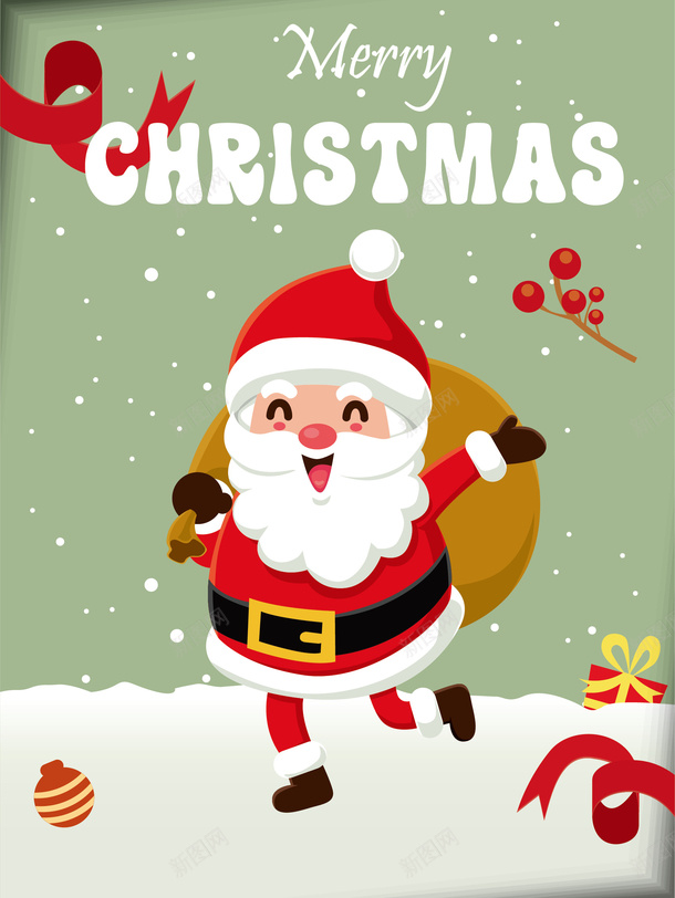 圣诞节老人卡通祝福卡片矢量图ai免抠素材_88icon https://88icon.com 卡片 圣诞老人 圣诞节 祝福 矢量图