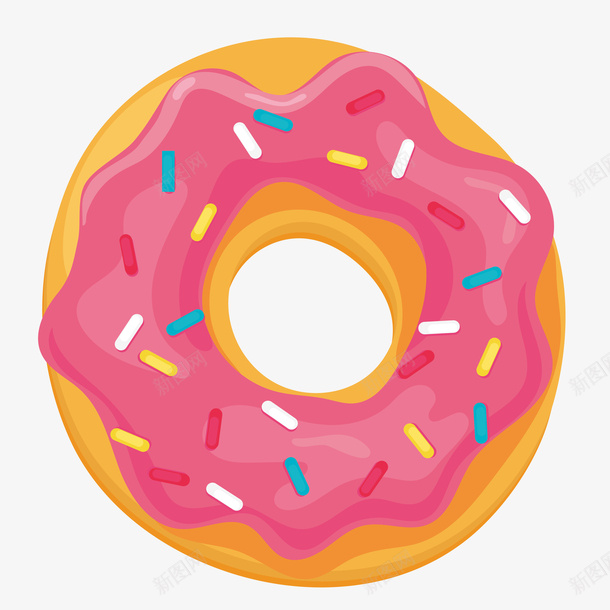 卡通手绘粉色甜甜圈矢量图ai免抠素材_88icon https://88icon.com AI矢量 巧克力 甜甜圈 矢量图 粉橙色 糖果甜甜圈 面包 食物
