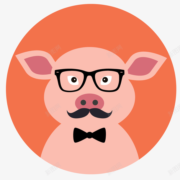 圆形的动物头像png免抠素材_88icon https://88icon.com 动物设计 圆形 头像设计 小猪 贴纸设计