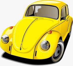甲壳虫汽车黄色敞篷车插画高清图片