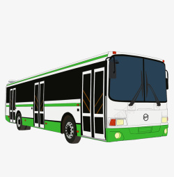 绿色卡通画设计卡通交通工具绿色公交车高清图片