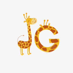 G字母卡通长颈鹿矢量图素材